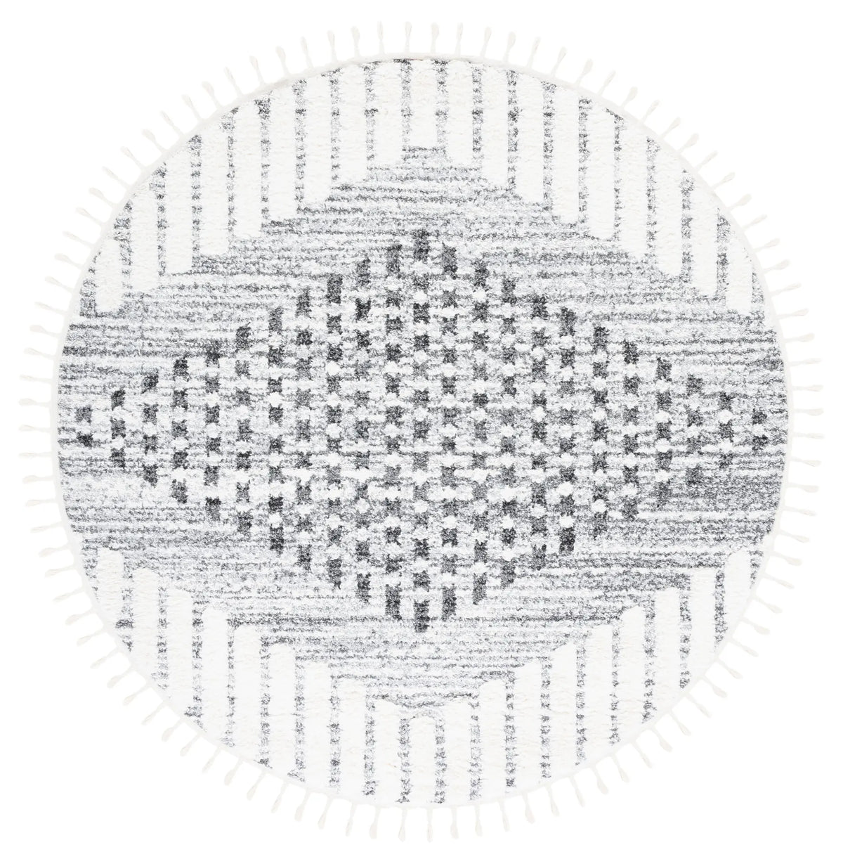 Safavieh Moroccan Tassel Shag 6'-7" x 6'-7" Rug in Grey / Ivory
