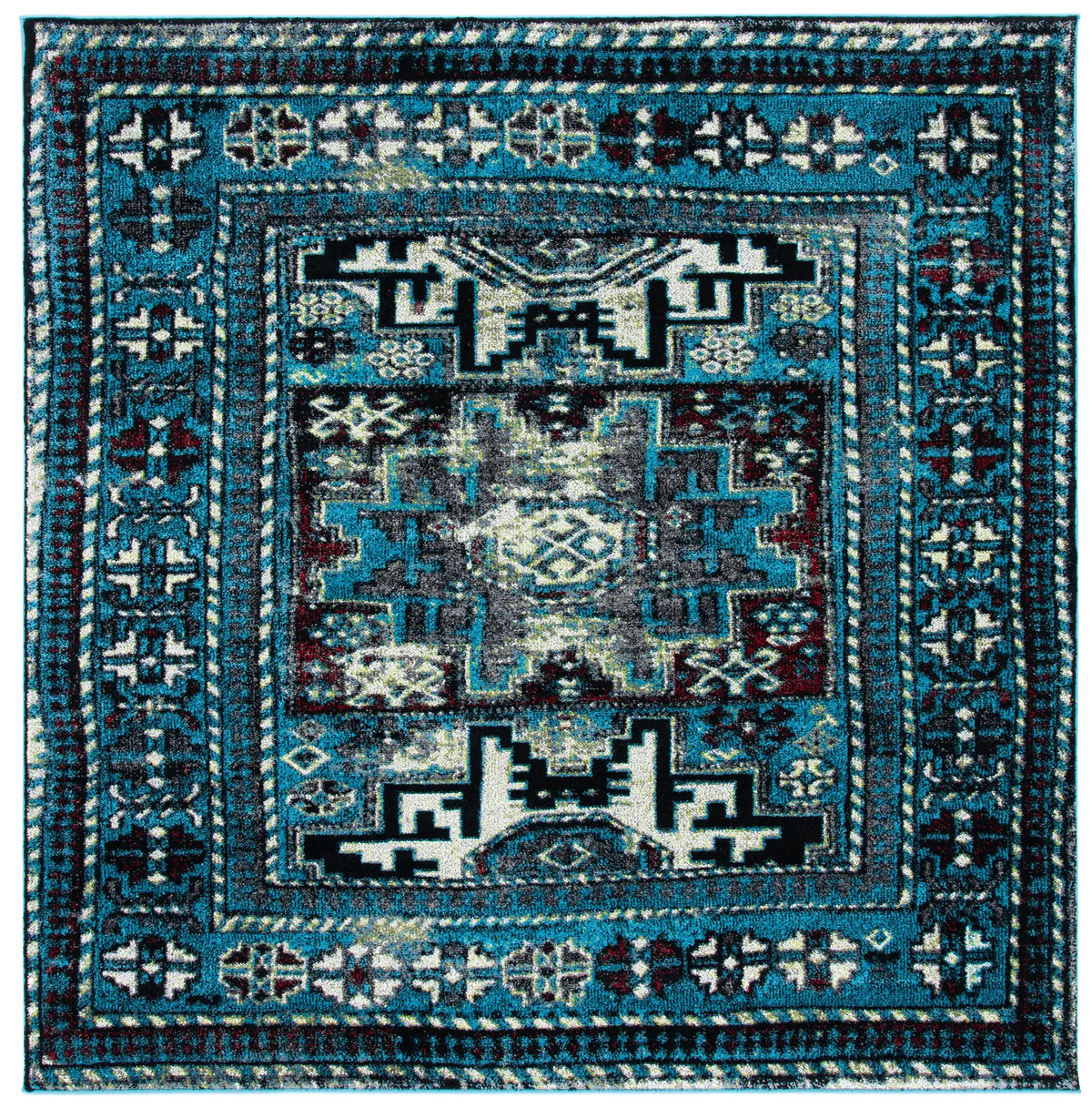 Safavieh Vintage Hamadan 6'-7" x 6'-7" Rug in Light Blue / Black