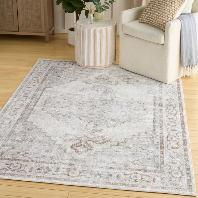 Nourison Astra Machine Washable ASW11 Machine Made Grey Rug