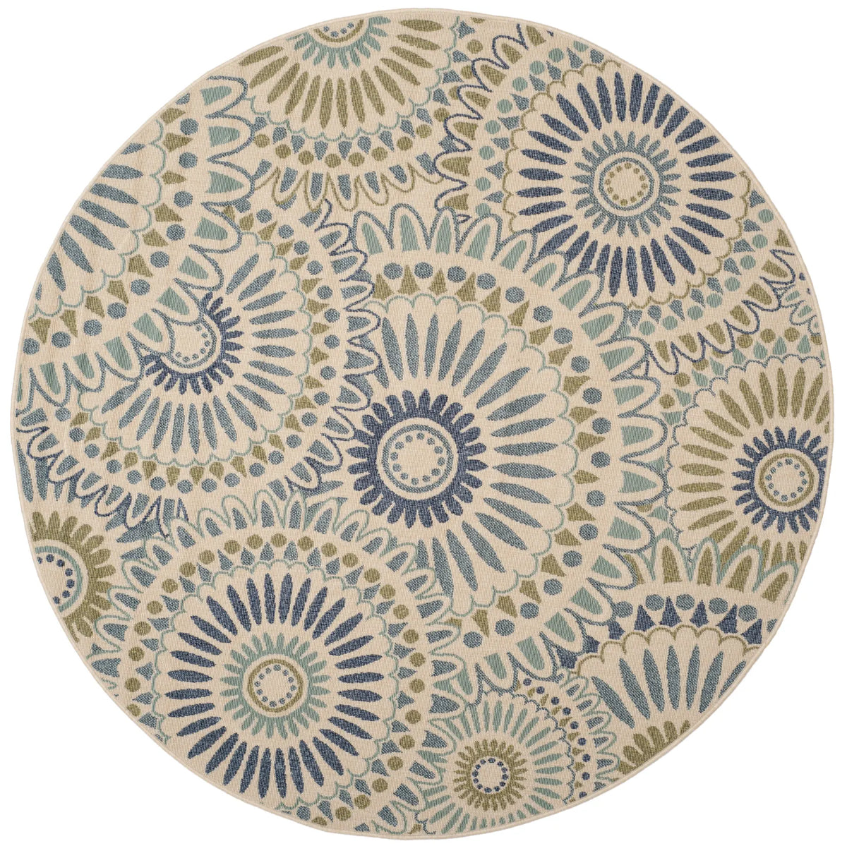 Safavieh Veranda 5'-3" x 5'-3" Rug in Cream / Green