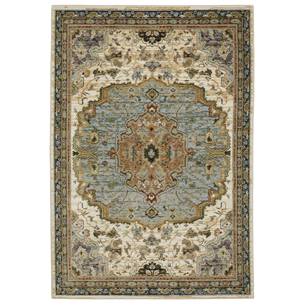 Oriental Weavers Sphinx Andorra 2451B Ivory/Blue Rugs - main flat