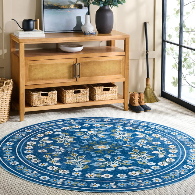 Safavieh Martha Stewart Washable 6'-0" x 6'-0" Rug in Dark Blue / Beige