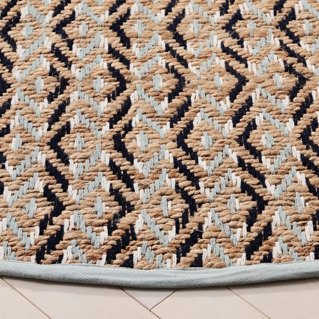 Safavieh Natural Fiber 7'-0" x 7'-0" Rug in Natural / Turquoise