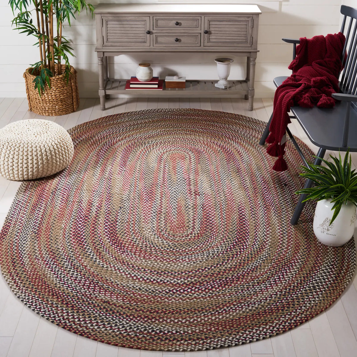 Safavieh Braided 5'-0" x 8'-0" Rug in Ivory / Black