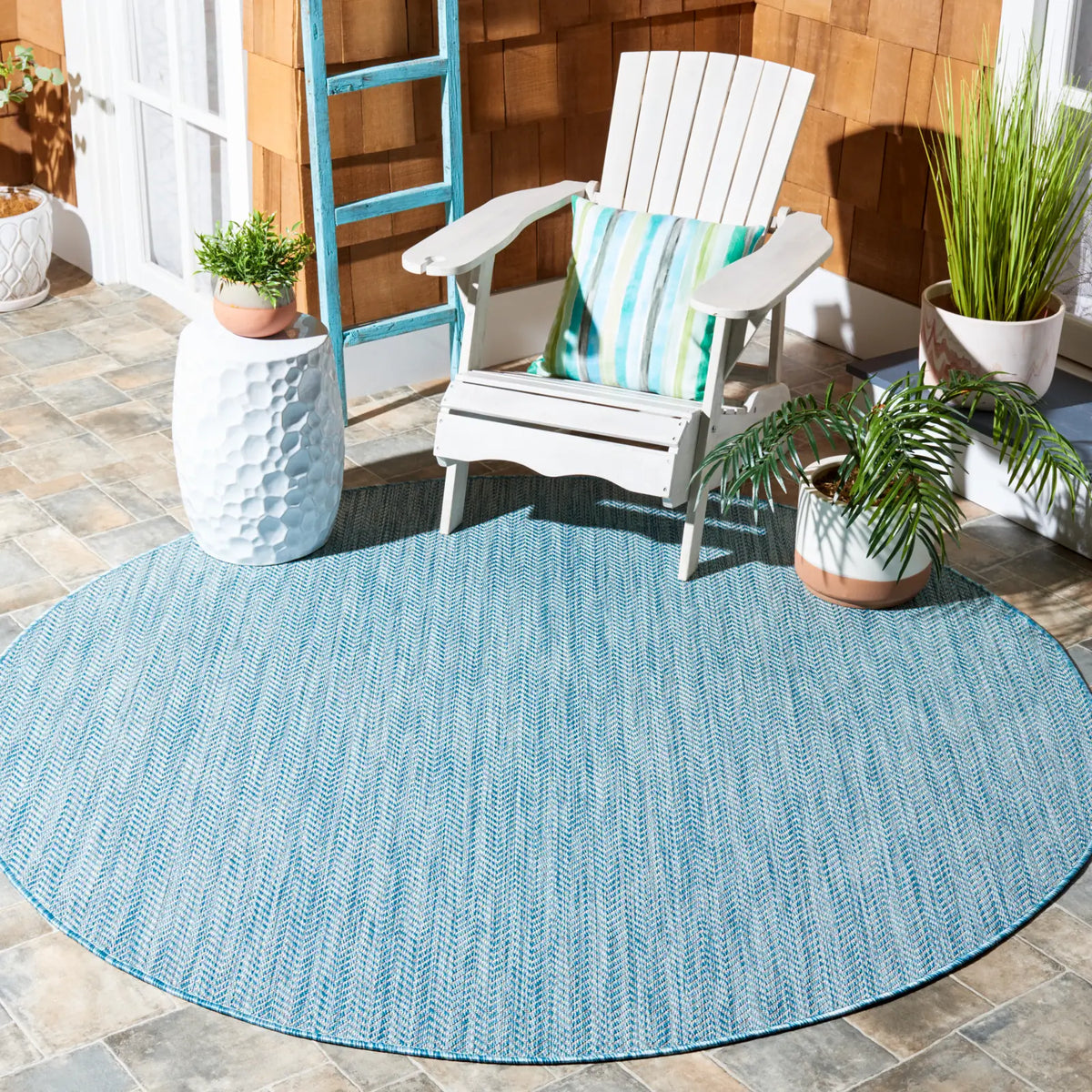 Safavieh Courtyard 10'-0" x 10'-0" Rug in Aqua / Grey