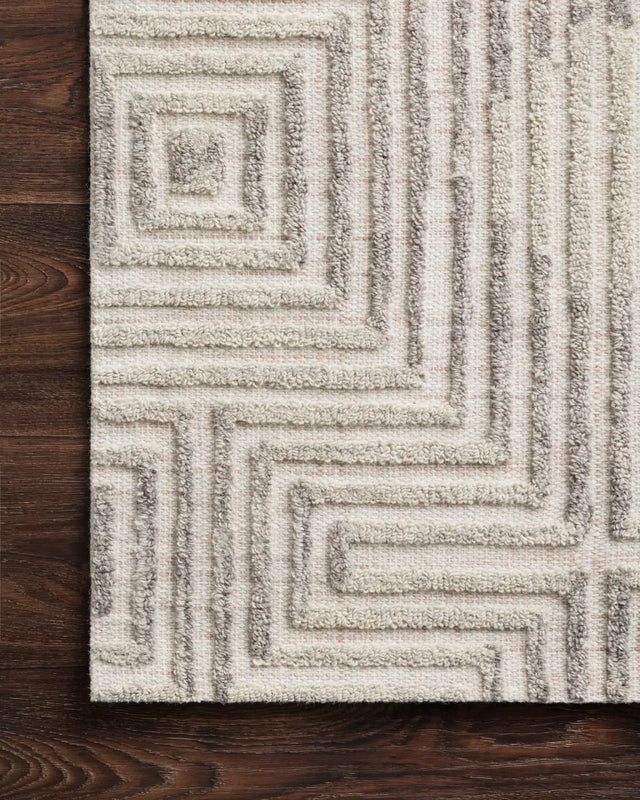 Loloi Ehren Ehr-02 Grey / Silver Rugs - corner on wood