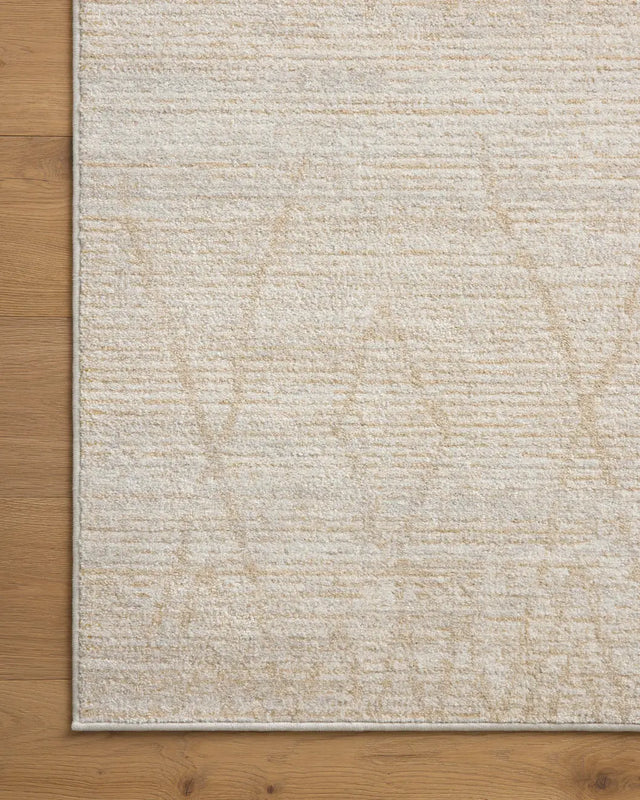 Loloi Kamala Kam-03 Natural/Mist Rug - corner on wood
