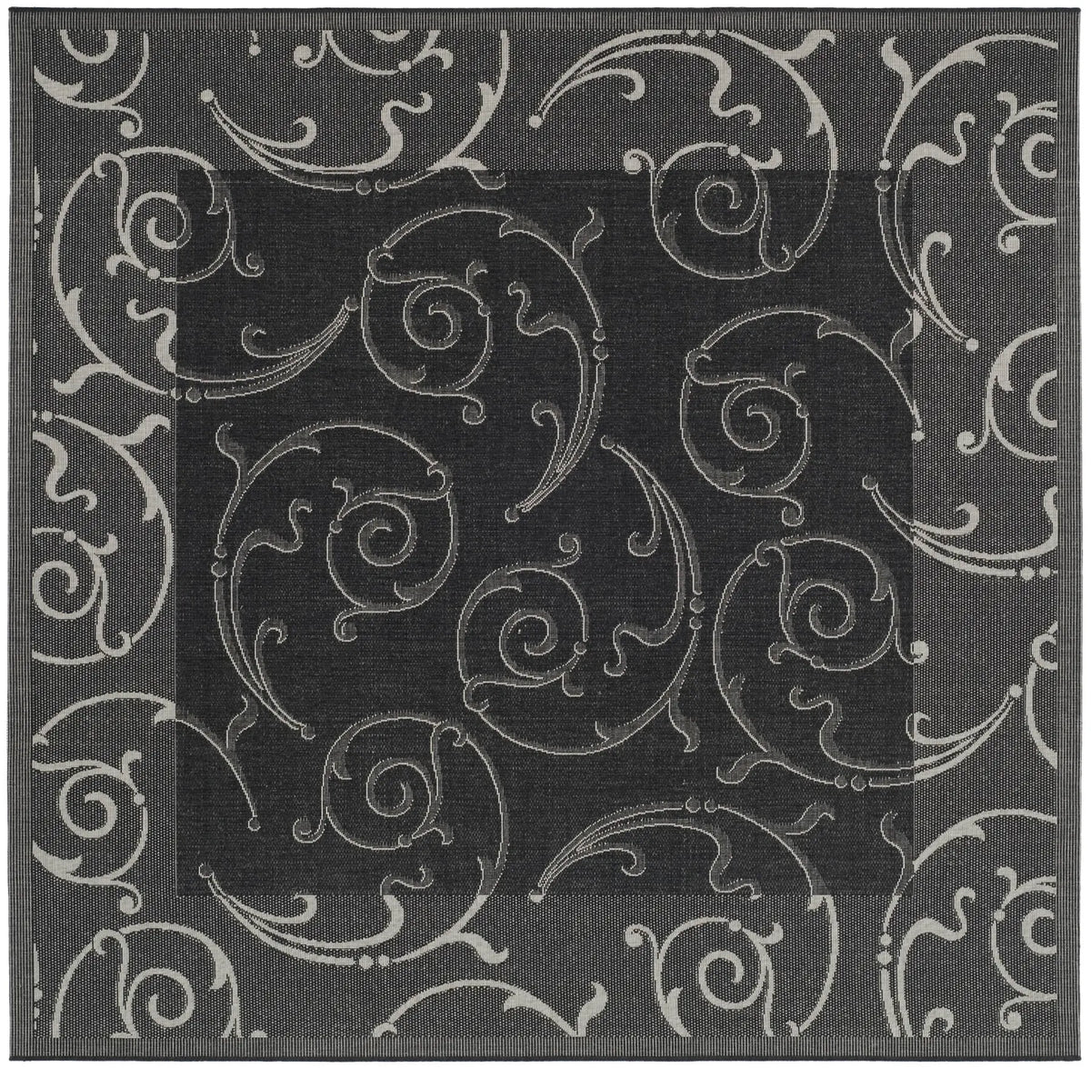 Safavieh Courtyard 7'-10" x 7'-10" Rug in Black / Sand