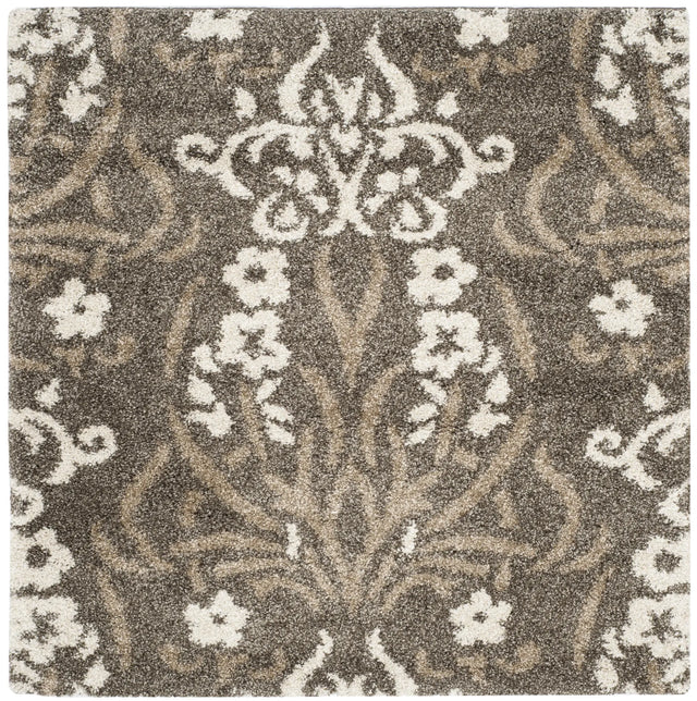 Safavieh Florida Shag 4'-0" x 4'-0" Rug in Smoke / Beige