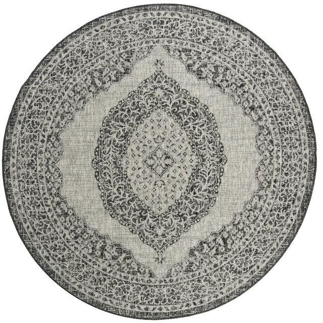 Safavieh Courtyard 6'-7" x 6'-7" Rug in Light Grey / Black