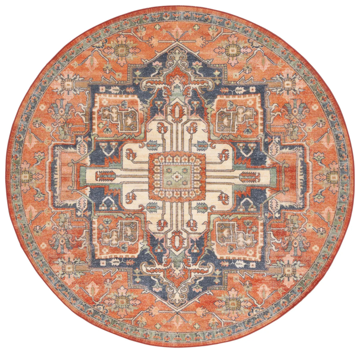 Safavieh Journey 6'-7" x 6'-7" Rug in Rust / Blue Ivory