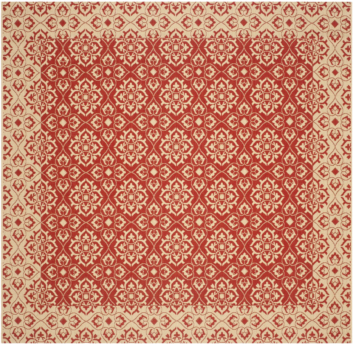 Safavieh Courtyard 7'-10" x 7'-10" Rug in Red / Creme