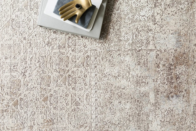 Loloi Sienne Sie-01 Ivory / Pebble Rugs - styled aerial 1