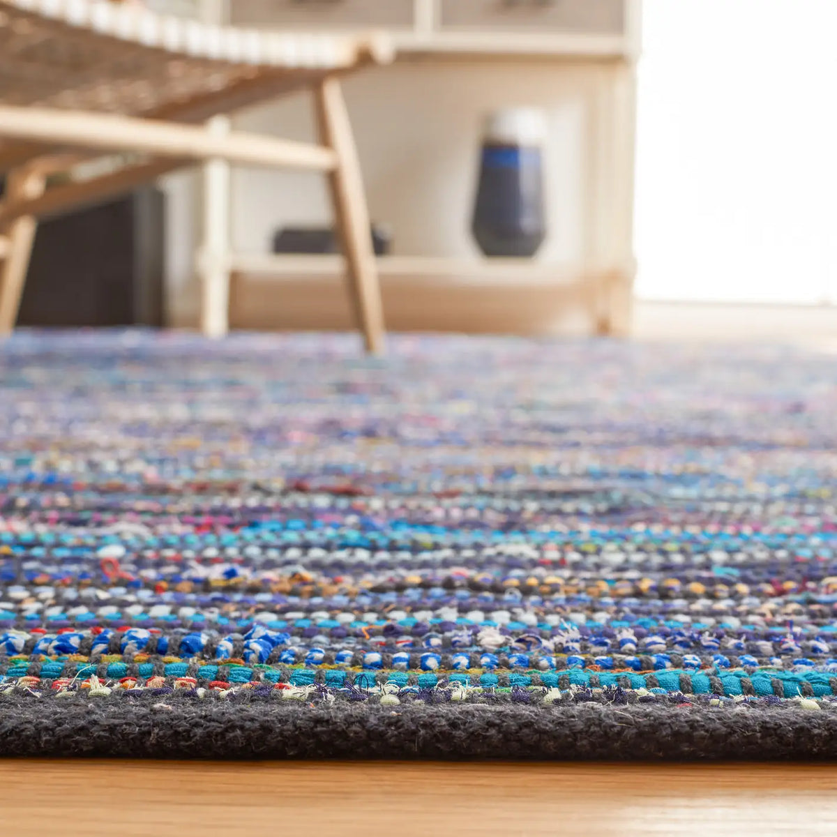 Safavieh Rag Rug 5'-0" x 8'-0" Rug in Turquoise / Black