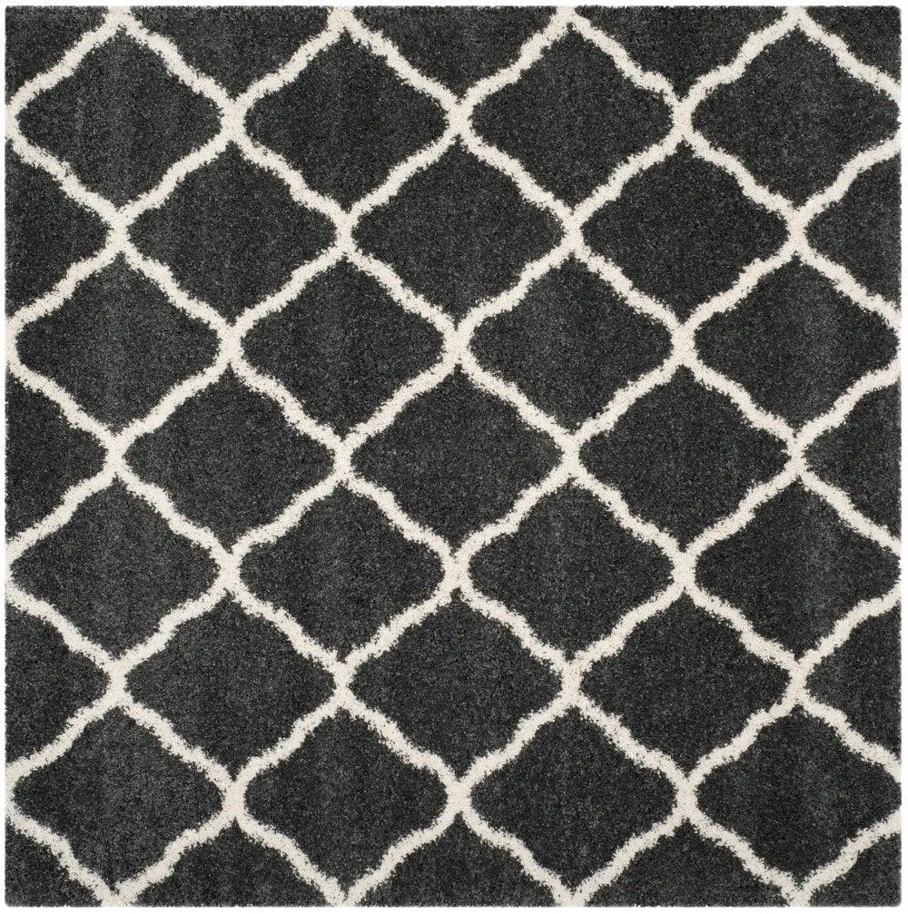 Safavieh Hudson Shag 7'-0" x 7'-0" Rug in Dark Grey / Ivory