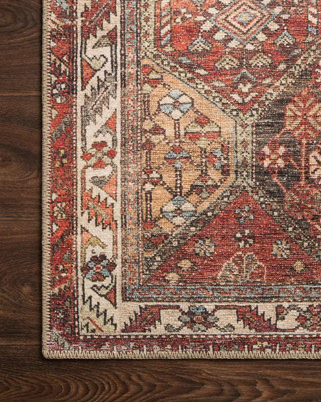 Loloi Loren Lq-16 Spice/Multi Rugs - corner on wood