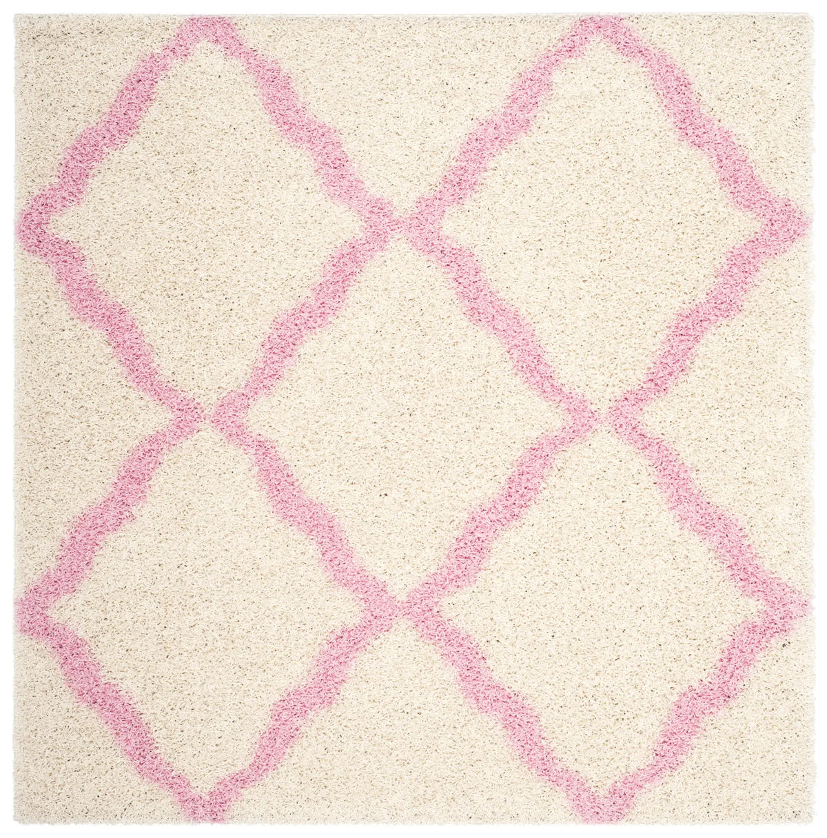 Safavieh Sgd-Dallas Shag 6'-0" x 6'-0" Rug in Ivory / Light Pink