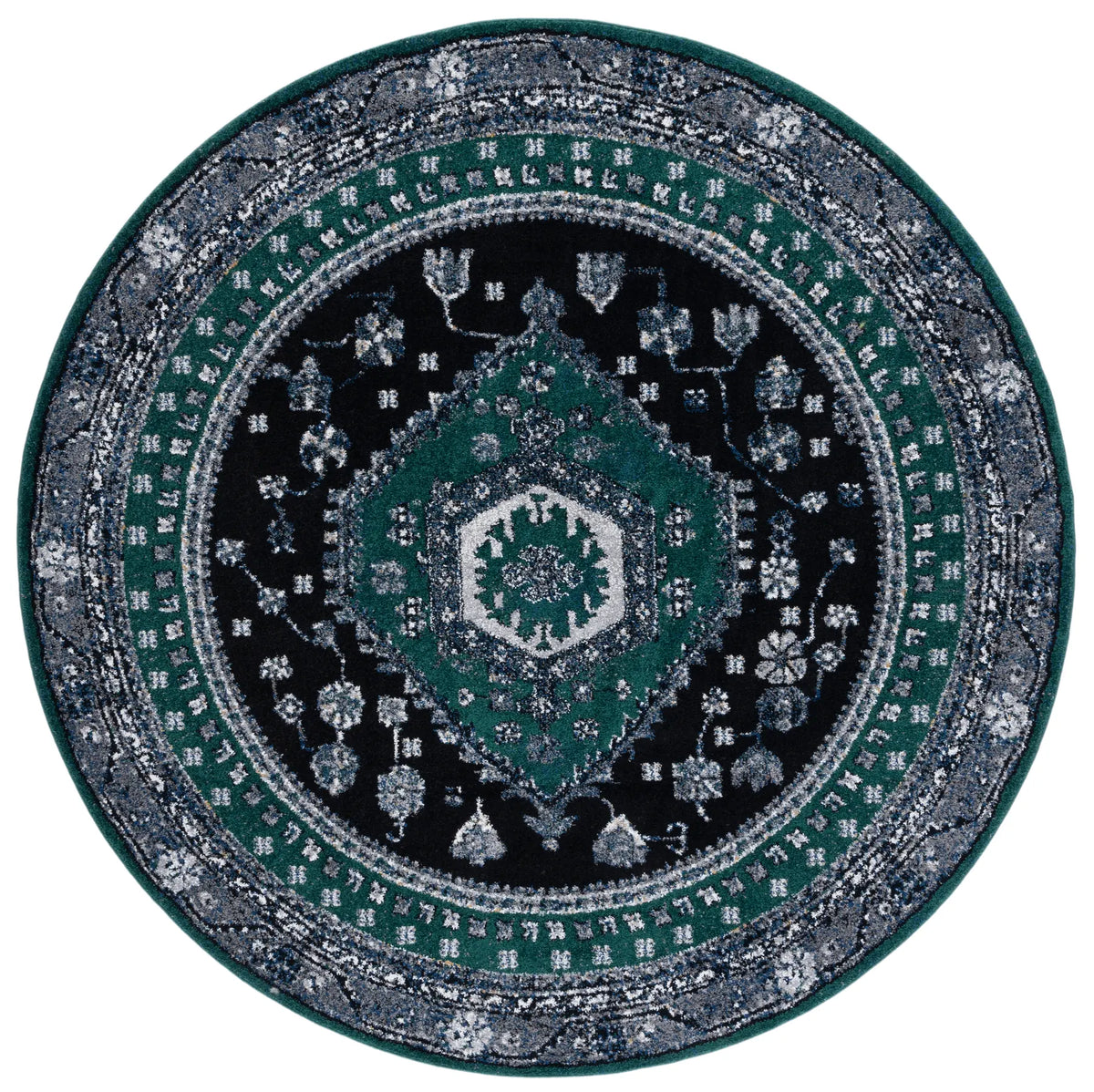 Safavieh Vintage Hamadan 6'-7" x 6'-7" Rug in Green / Black