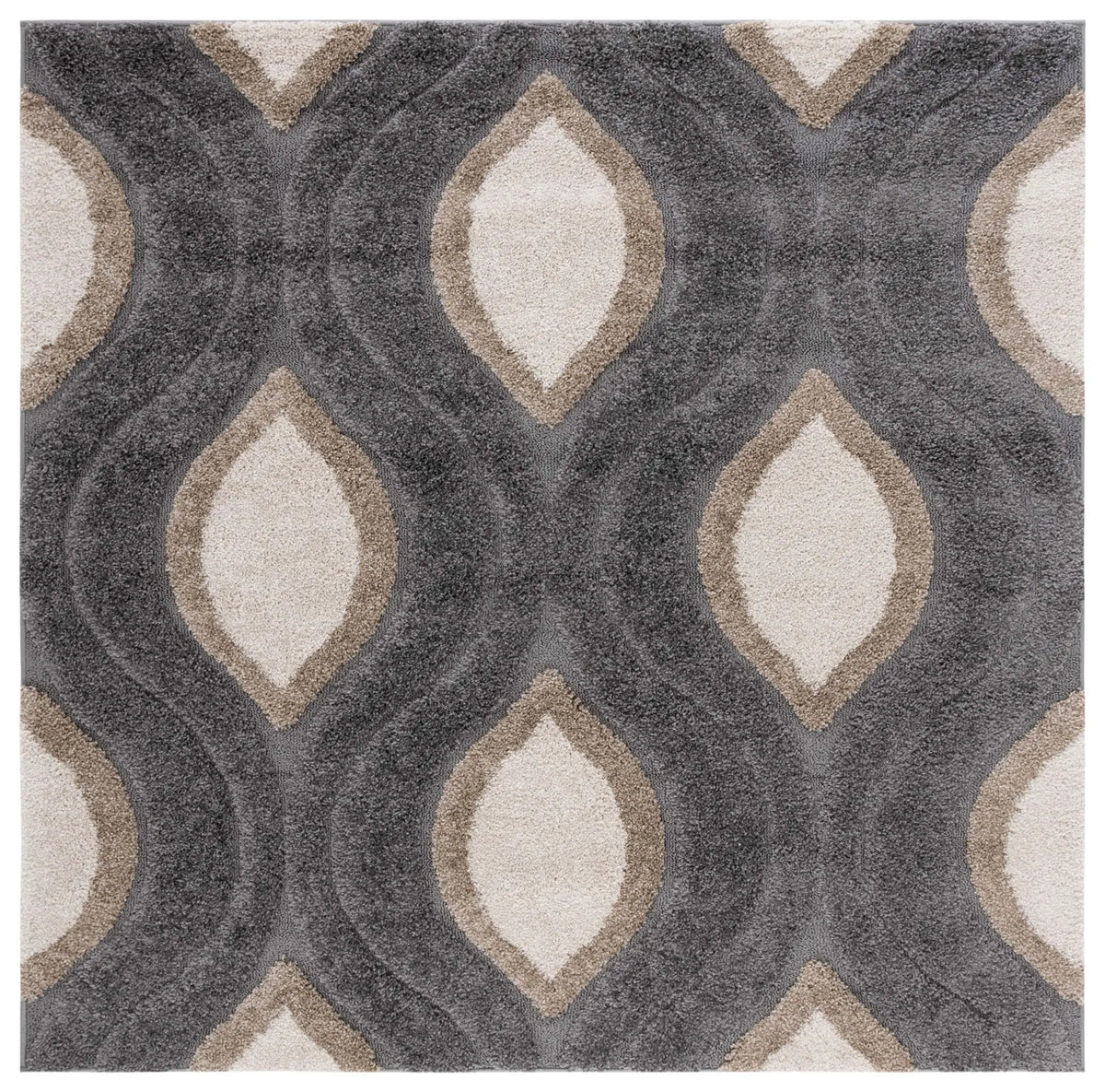 Safavieh Florida Shag 6'-7" x 6'-7" Rug in Grey / Ivory