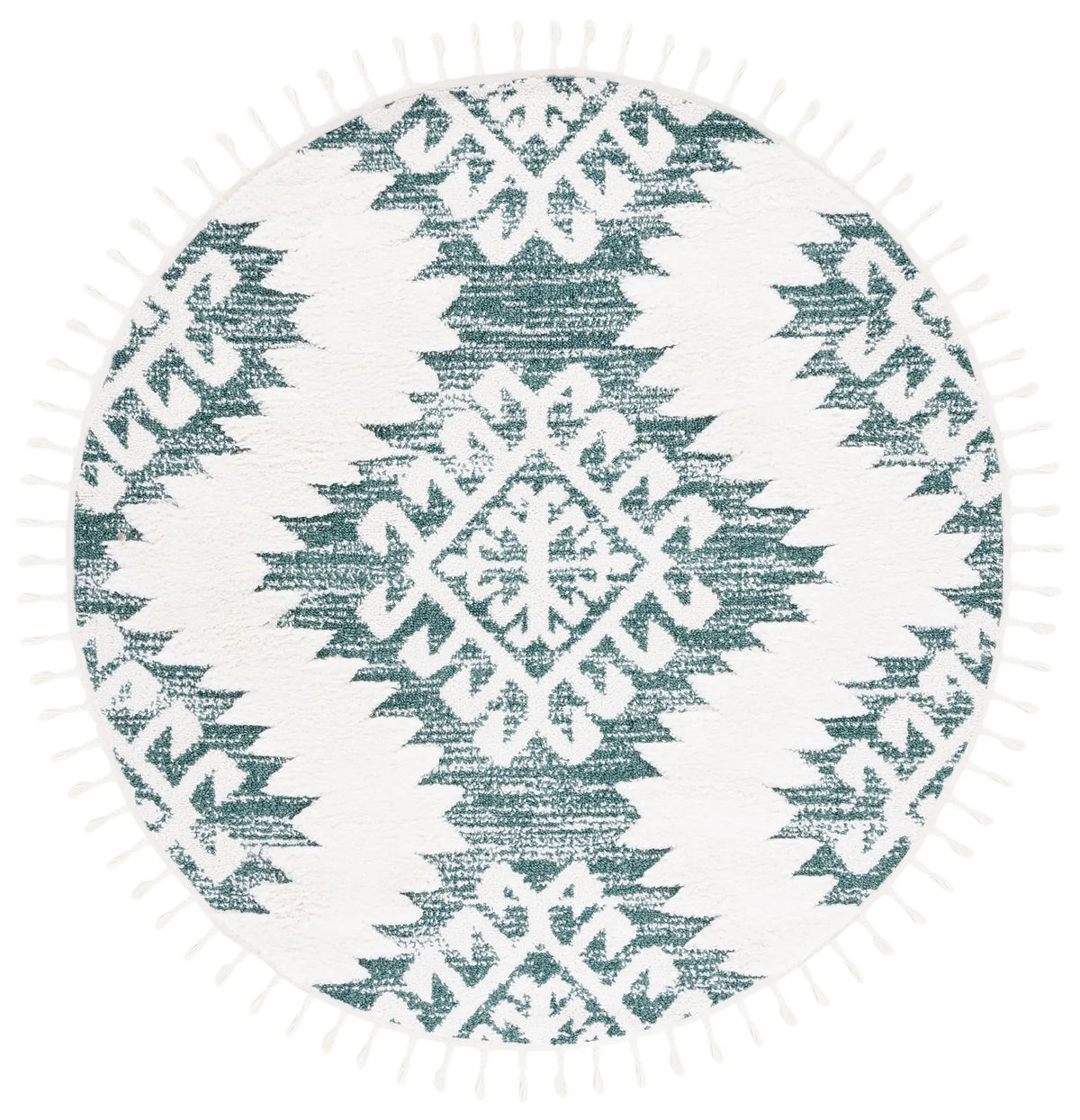 Safavieh Moroccan Tassel Shag 6'-7" x 6'-7" Rug in Green / Ivory
