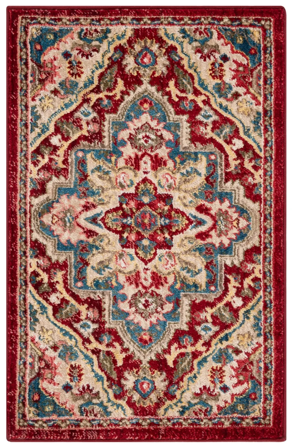 Safavieh Kashan 2'-0" x 3'-0" Rug in Red / Beige