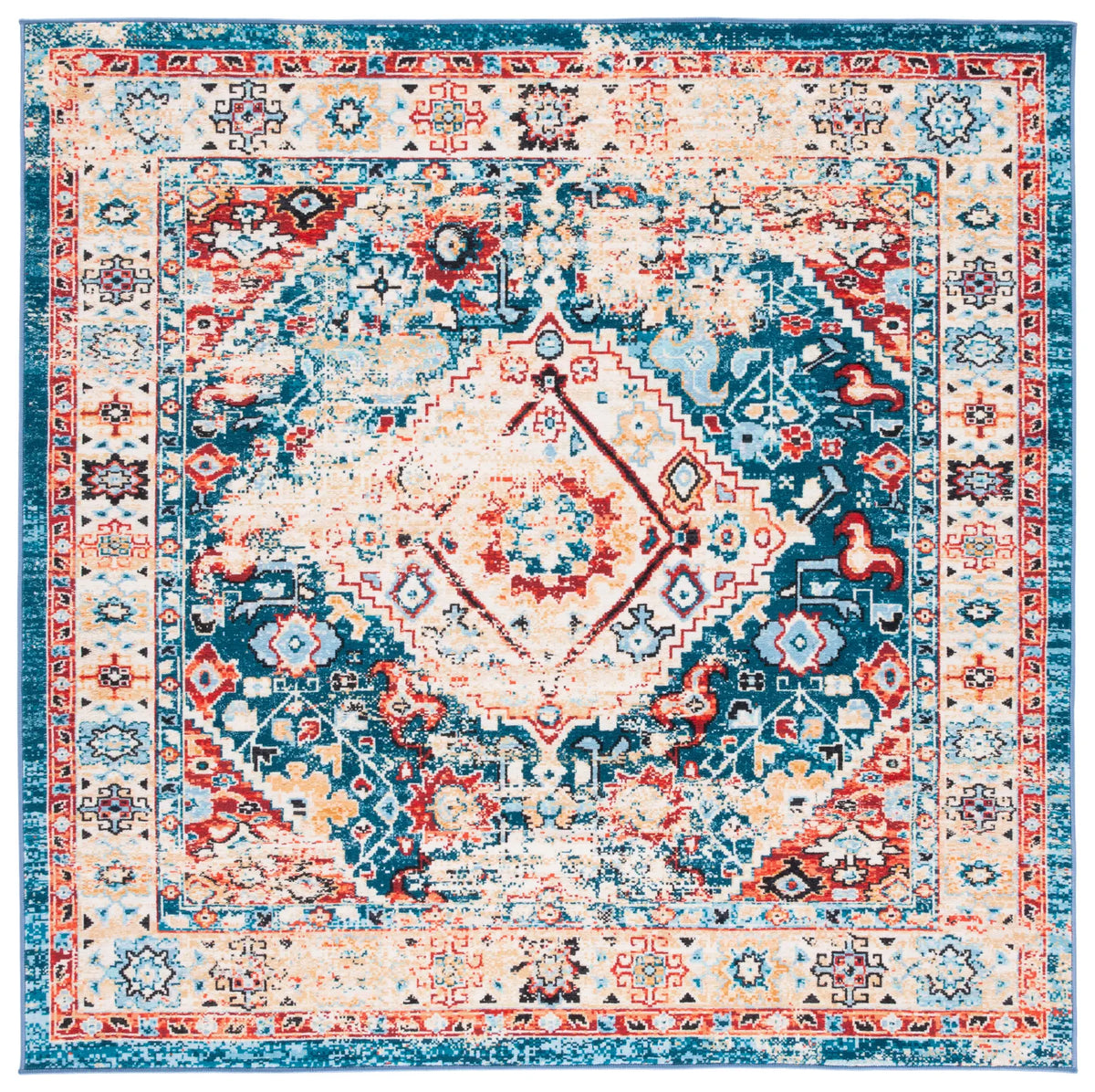 Safavieh Riviera 6'-7" x 6'-7" Rug in Blue / Gold