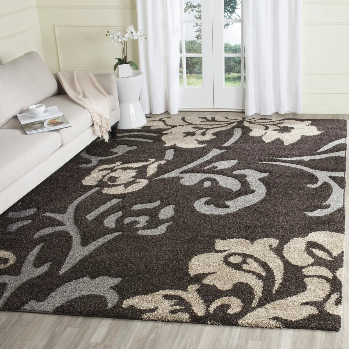 Safavieh Florida Shag 6'-0" x 9'-0" Rug in Dark Brown / Smoke