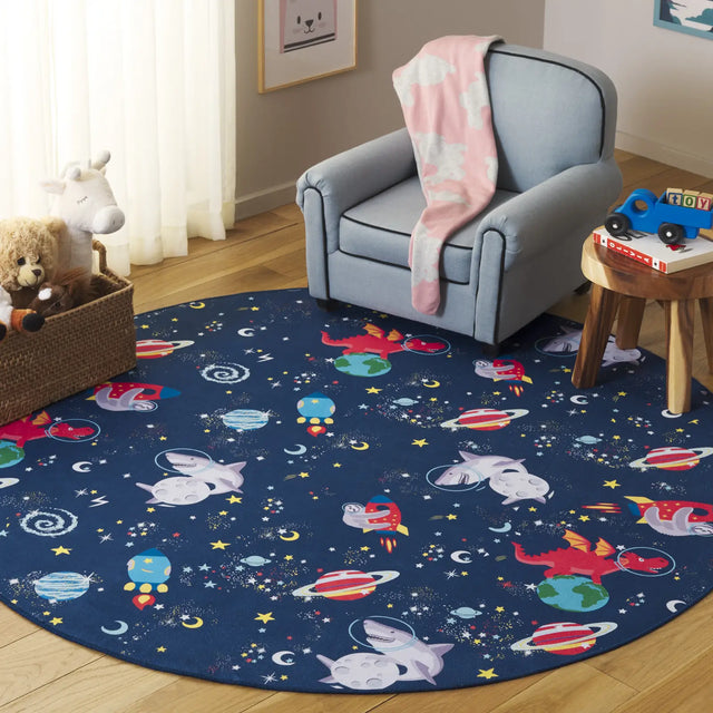 Safavieh Tacoma Kids 100 5'-0" x 5'-0" Rug in Navy / Rust