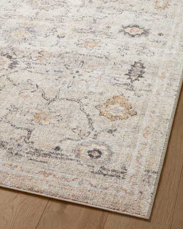 Loloi Monroe Mon-04 Natural/Multi Rug - angled corner on wood