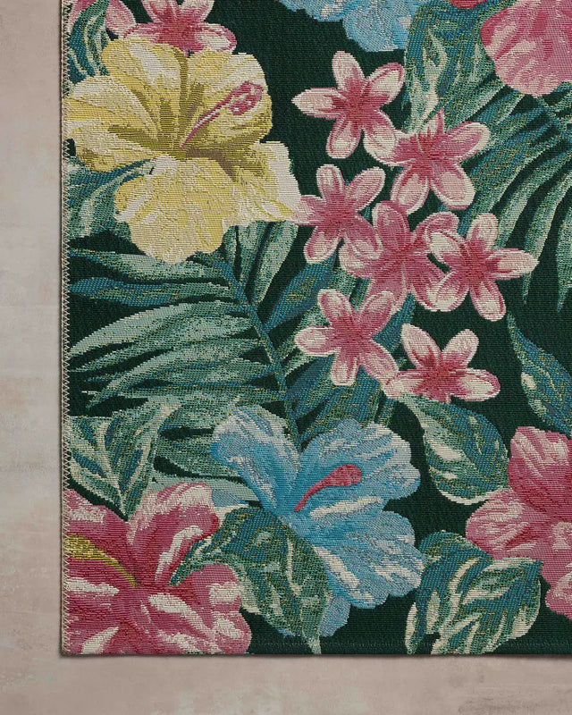 Loloi Botanical BOT-03 Midnight / Multi Rug - corner on wood