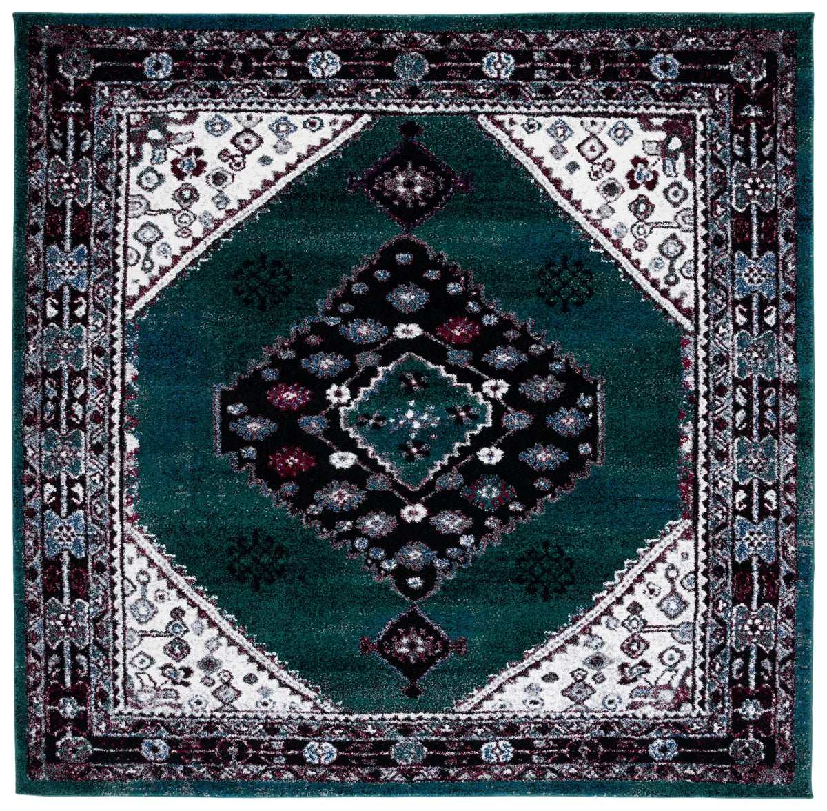 Safavieh Vintage Hamadan 6'-7" x 6'-7" Rug in Green / Black