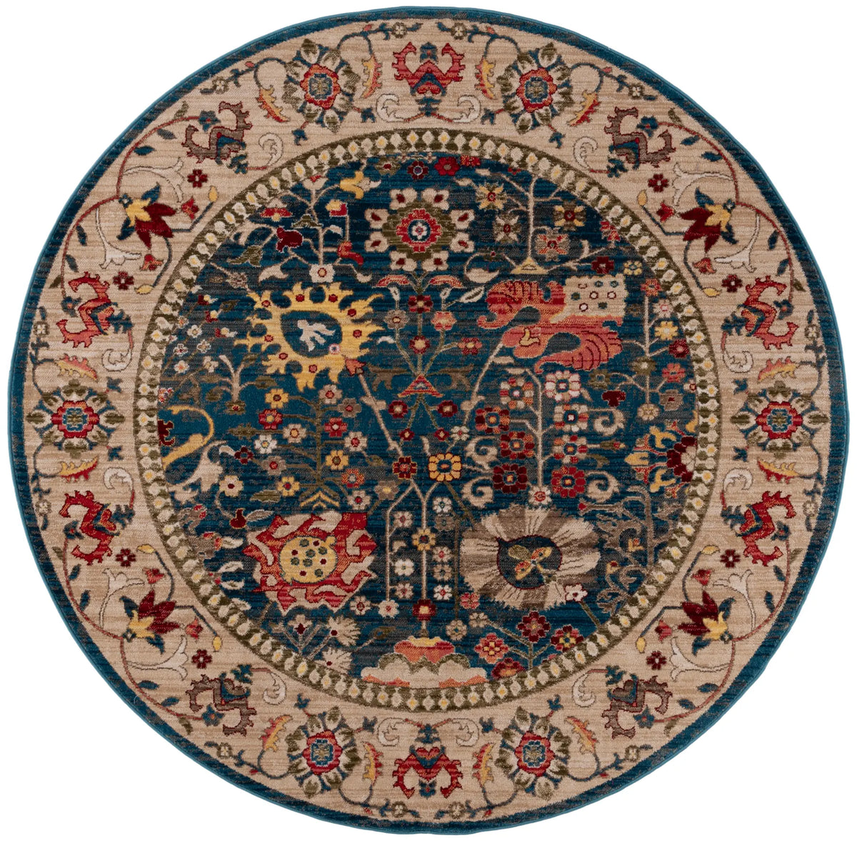 Safavieh Kashan 5'-1" x 5'-1" Rug in Blue / Tan