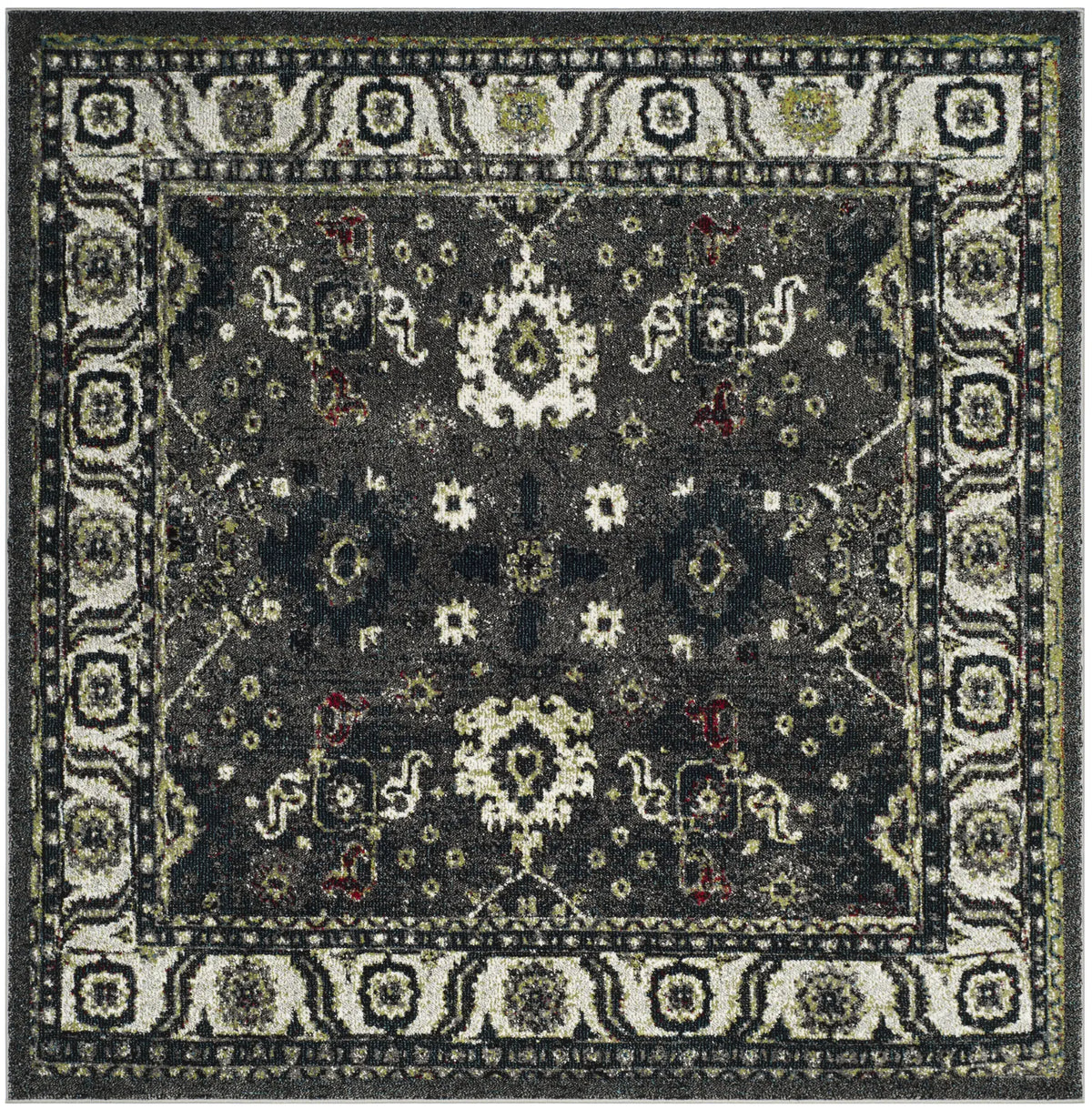 Safavieh Vintage Hamadan 6'-7" x 6'-7" Rug in Dark Grey / Ivory