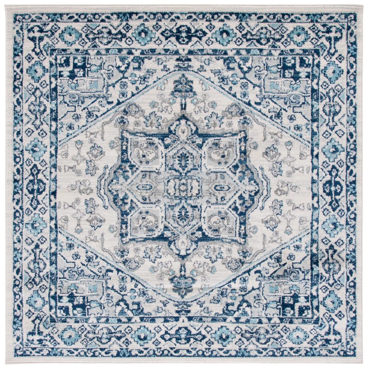Safavieh Tulum 6'-7" x 6'-7" Rug in Ivory / Blue