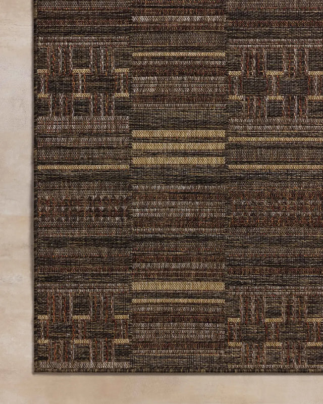 Loloi Birch BIR-01 Spice / Tobacco Rug - corner on wood