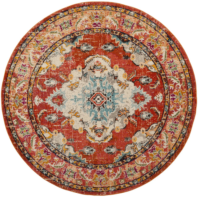Safavieh Monaco 6'-7" x 6'-7" Rug in Orange / Light Blue