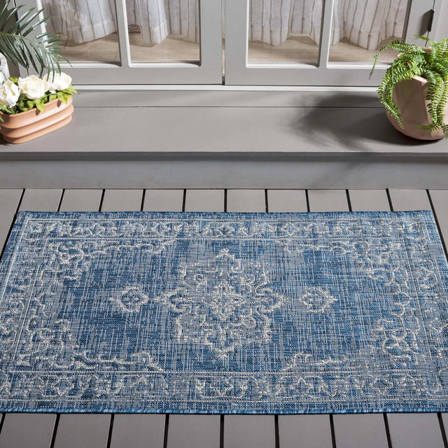 Safavieh Courtyard 2'-7" x 5'-0" Rug in Navy / Grey