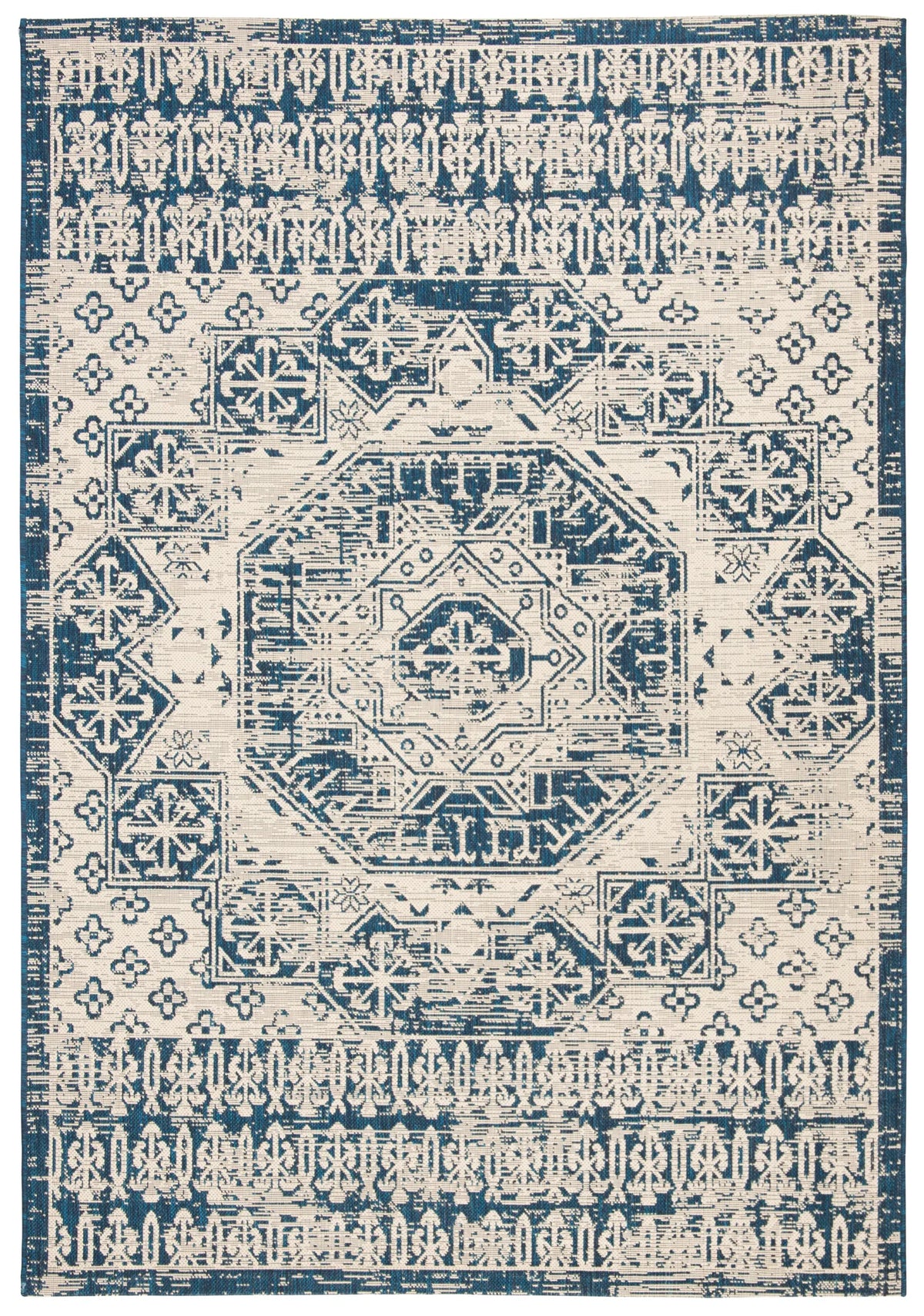 Safavieh Courtyard 5'-3" x 7'-7" Rug in Beige / Navy