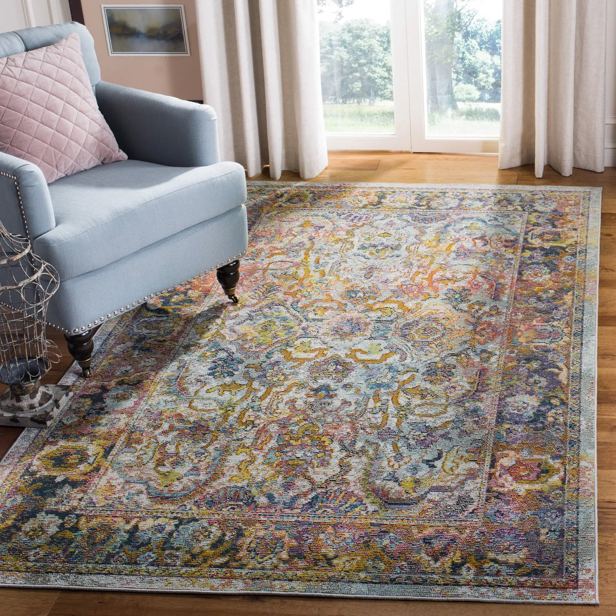 Safavieh Crystal 4'-0" x 6'-0" Rug in Light Blue / Orange