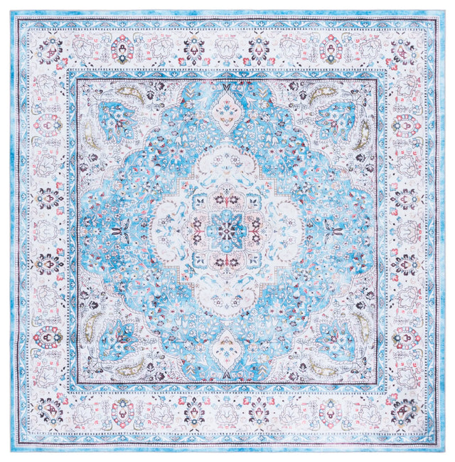 Safavieh Martha Stewart Washable 6'-0" x 6'-0" Rug in Turquoise / Beige