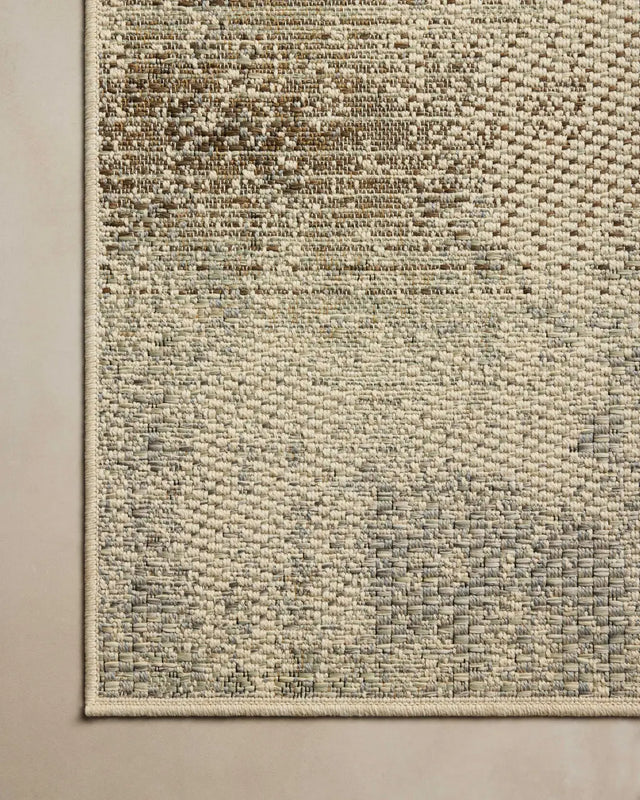 Loloi Saylor SAY-08 Smoke / Ivory Rug - corner on wood