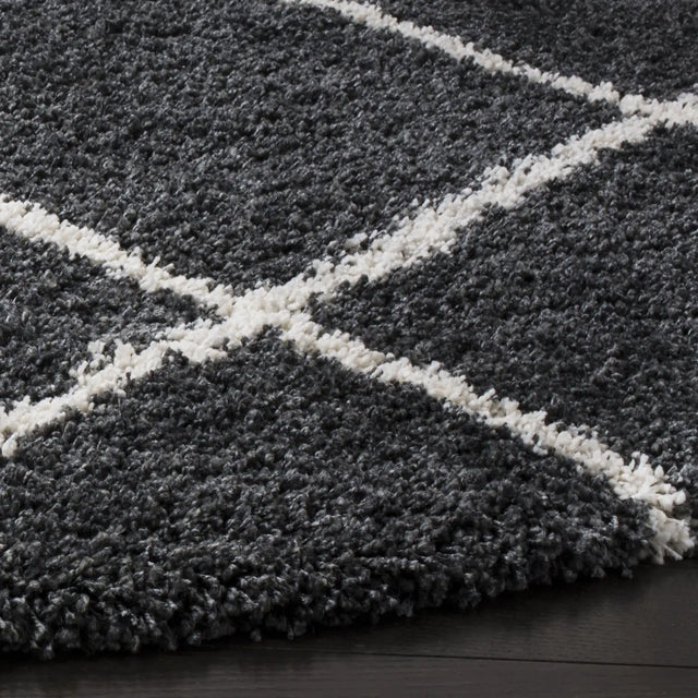 Safavieh Hudson Shag 5'-3" x 5'-3" Rug in Dark Grey / Ivory