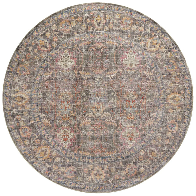 Chris Loves Julia x Loloi Rosemarie ROE-01 Stone / Multi Rug - round flat