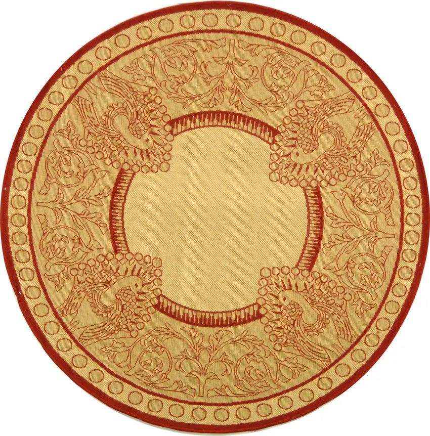 Safavieh Courtyard 5'-3" x 5'-3" Rug in Natural / Red