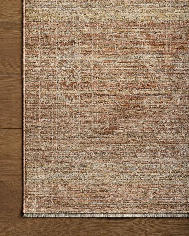 Loloi Tabitha Tai-05 Clay/Natural Rug - corner on wood