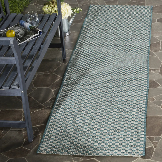 Safavieh Courtyard 2'-3" x 10'-0" Rug in Turquoise / Light Grey