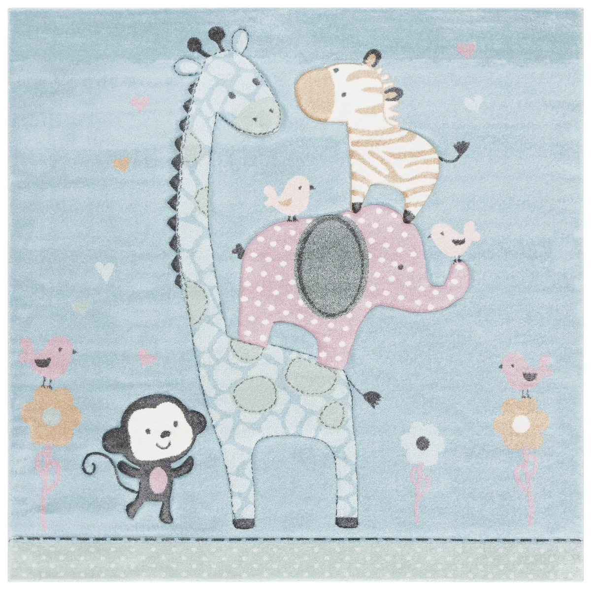Safavieh Carousel Kids 100 6'-7" x 6'-7" Rug in Blue