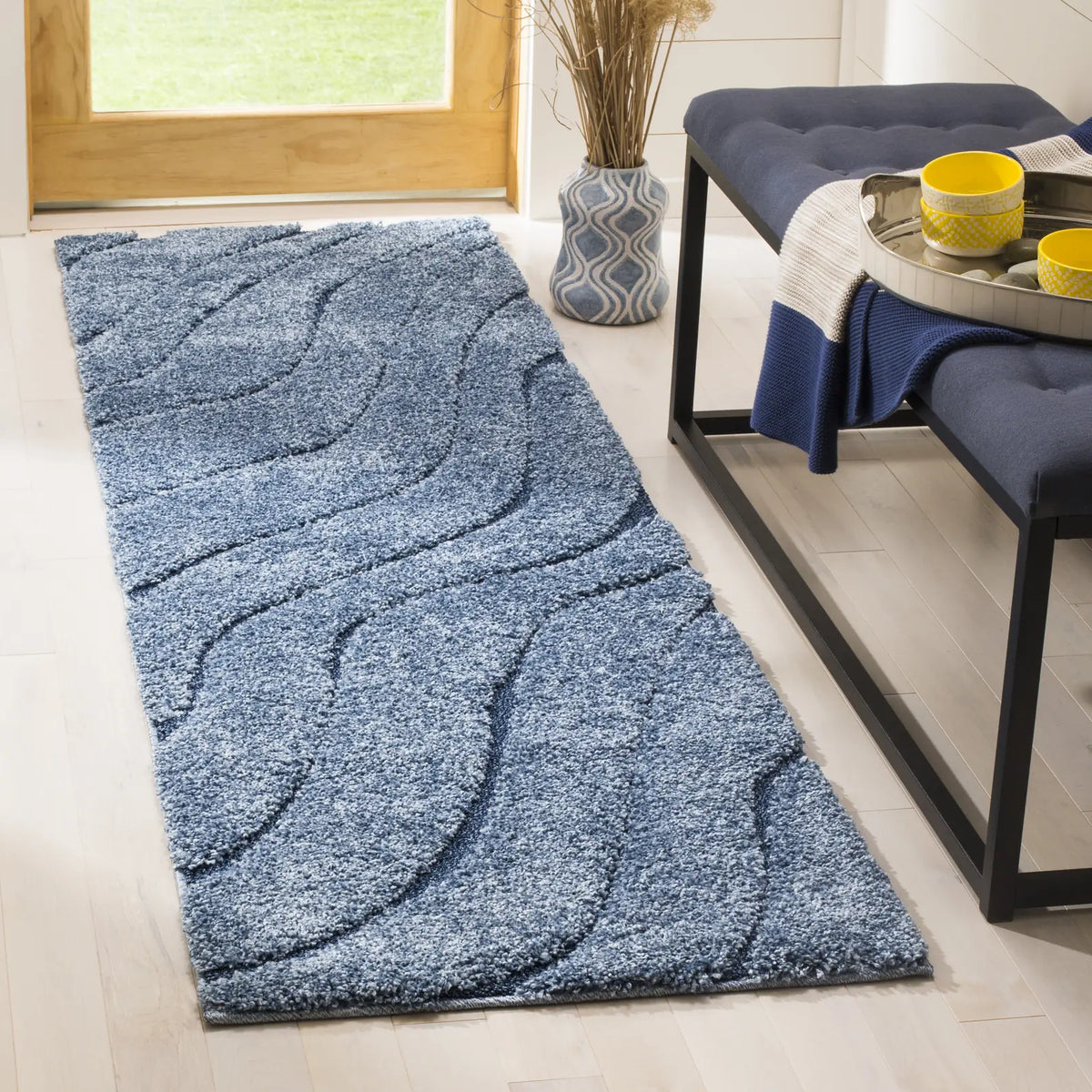 Safavieh Florida Shag 2'-3" x 11'-0" Rug in Light Blue / Blue