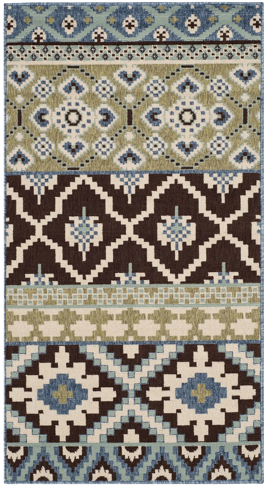 Safavieh Veranda 2'-7" x 5'-0" Rug in Chocolate / Blue