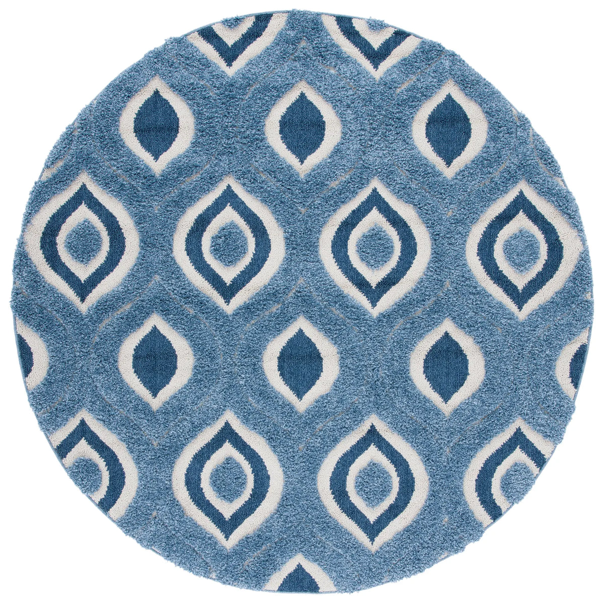 Safavieh Florida Shag 6'-7" x 6'-7" Rug in Blue / Ivory